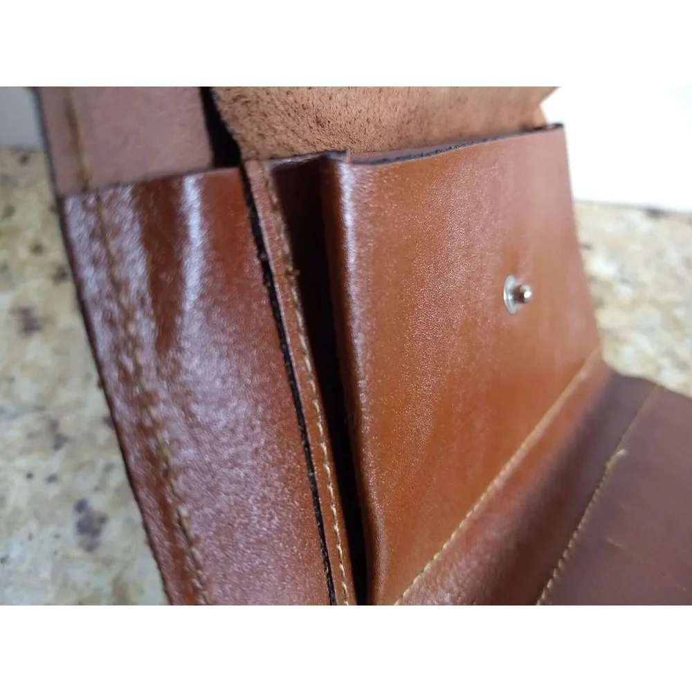 SWIB Top Grain Leather Check Book Wallet Clutch Rustic Snap Close USA Vintage‎